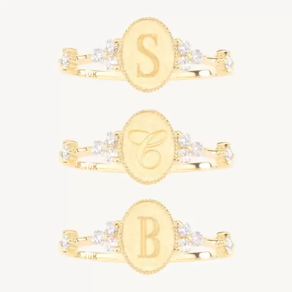 Petal Diamond Signet Ring