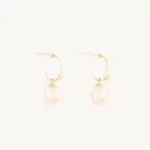 Pearl and White Diamond Hoop (single)