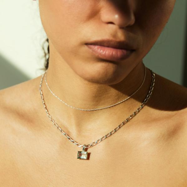Green Amethyst Tablet Necklace
