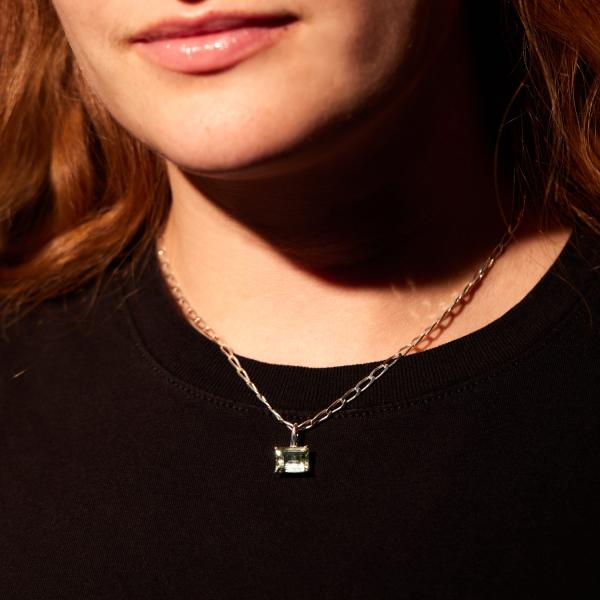 Green Amethyst Tablet Necklace