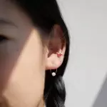 Pearl on a Wire Gold Hoop Earrings (single)