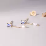 Sapphire & Pearl Shower Earring (single)