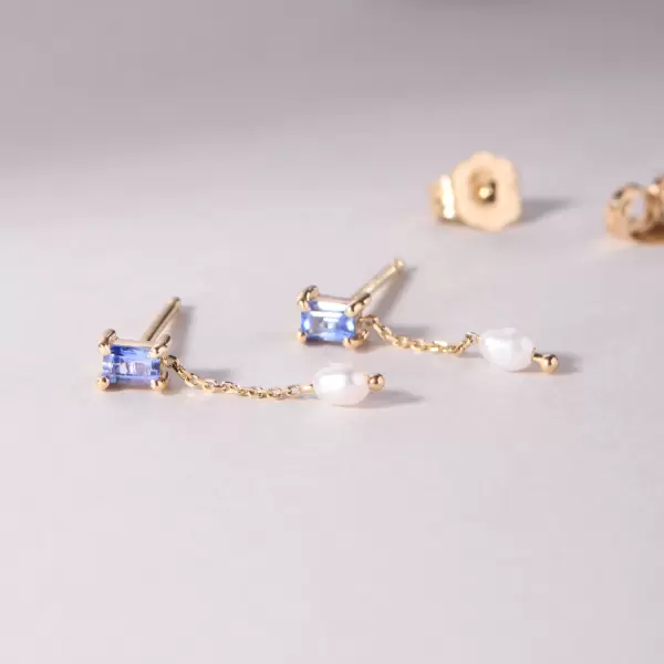 Sapphire & Pearl Shower Earring (single)